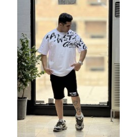 تیشرت طرح دار سفید