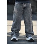 شلوار لی بگ پارچه خارجی گرم بالا طوسی روشن