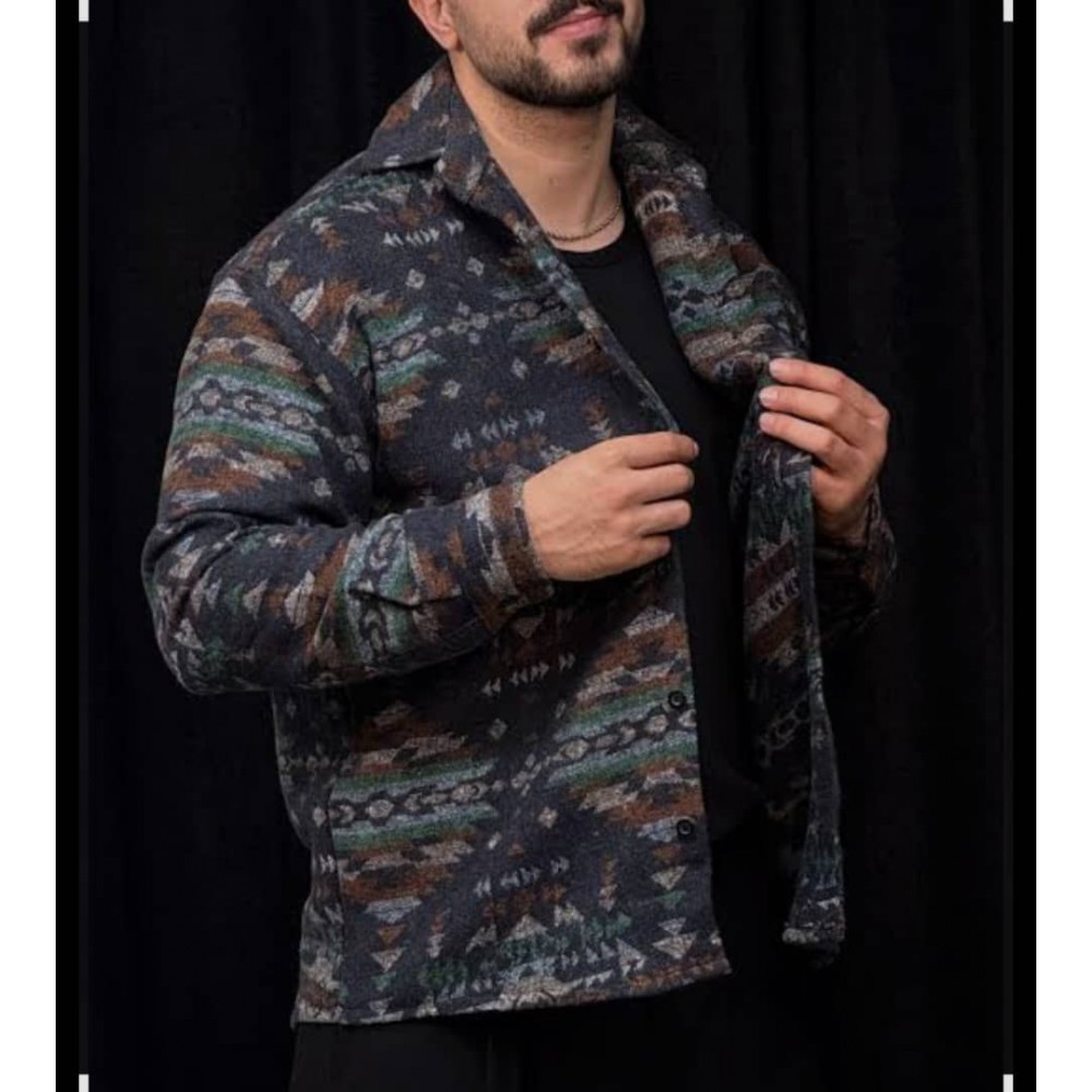 پیراهن پشمی کشمیر طرح دار گیلیمی کد2